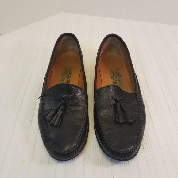 EUC. Salvatore Ferragamo Black Tassel Slip On 10 D - Picture 2 of 8